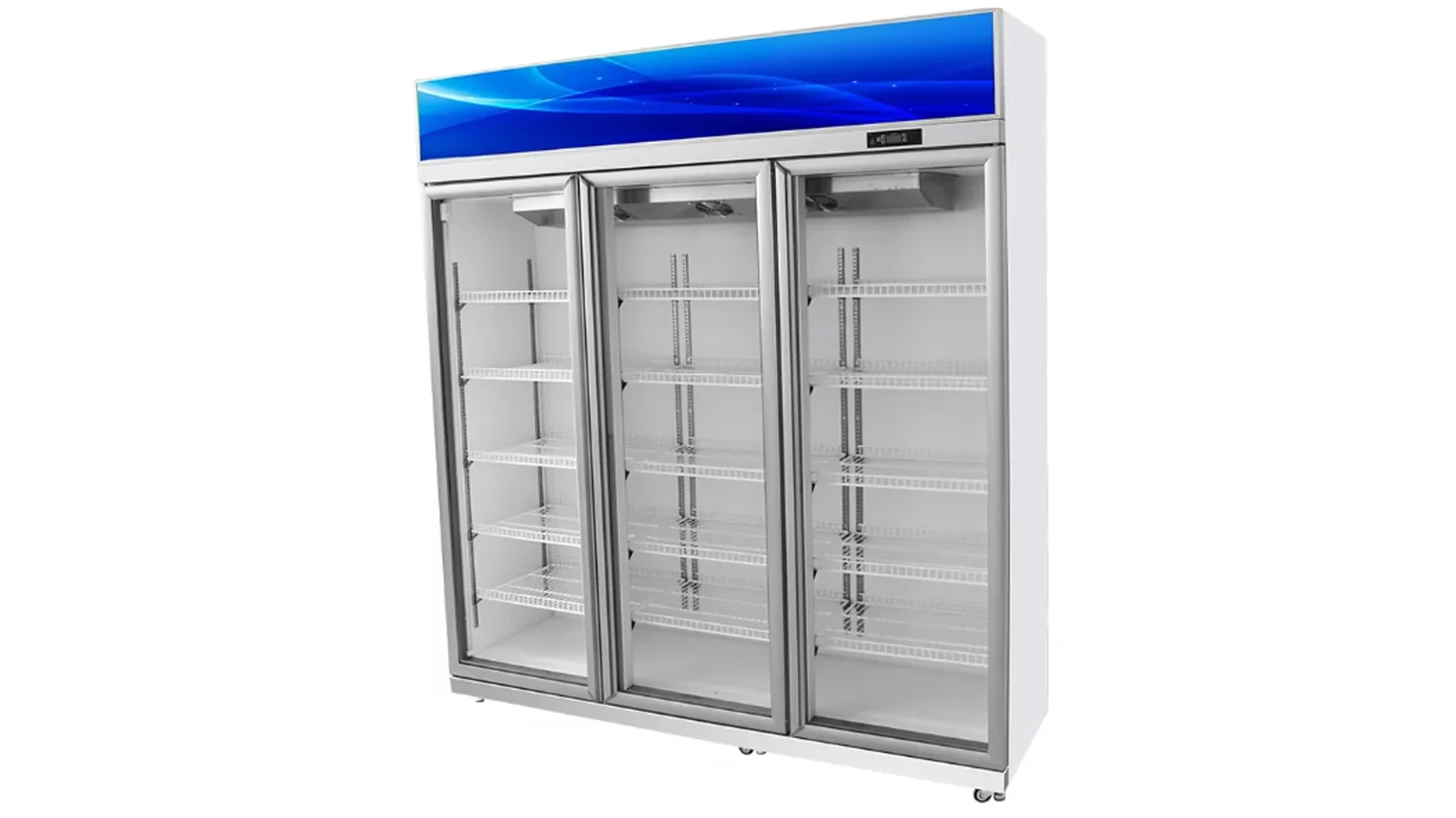 Three-door 1300 litre beverage cooler representing the listed 218 W model row