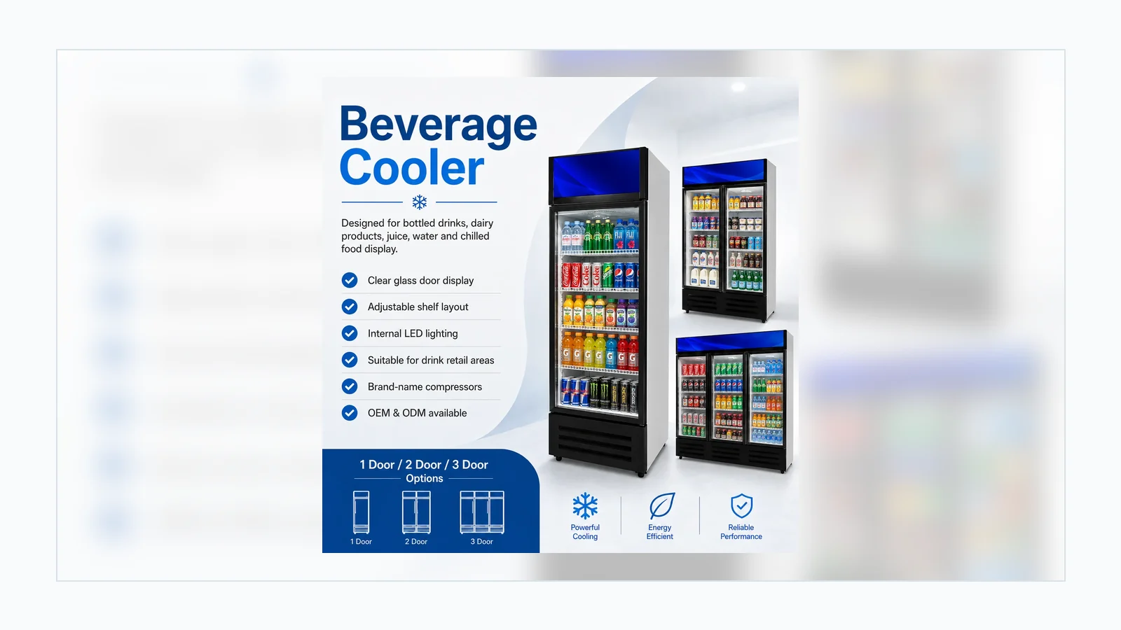 Beverage cooler OEM lightbox and order details for retail buyers