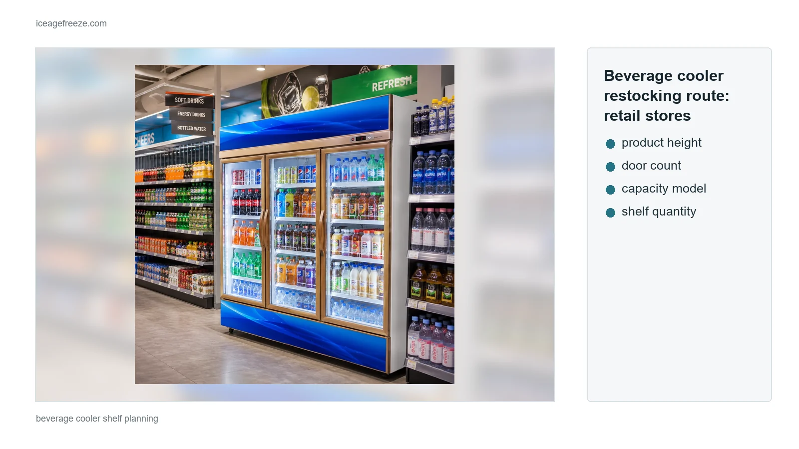 Beverage cooler restocking route for retail stores