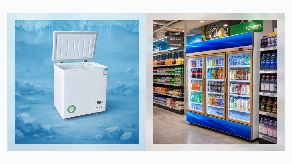 Chest freezer and beverage cooler planning for retail store layout