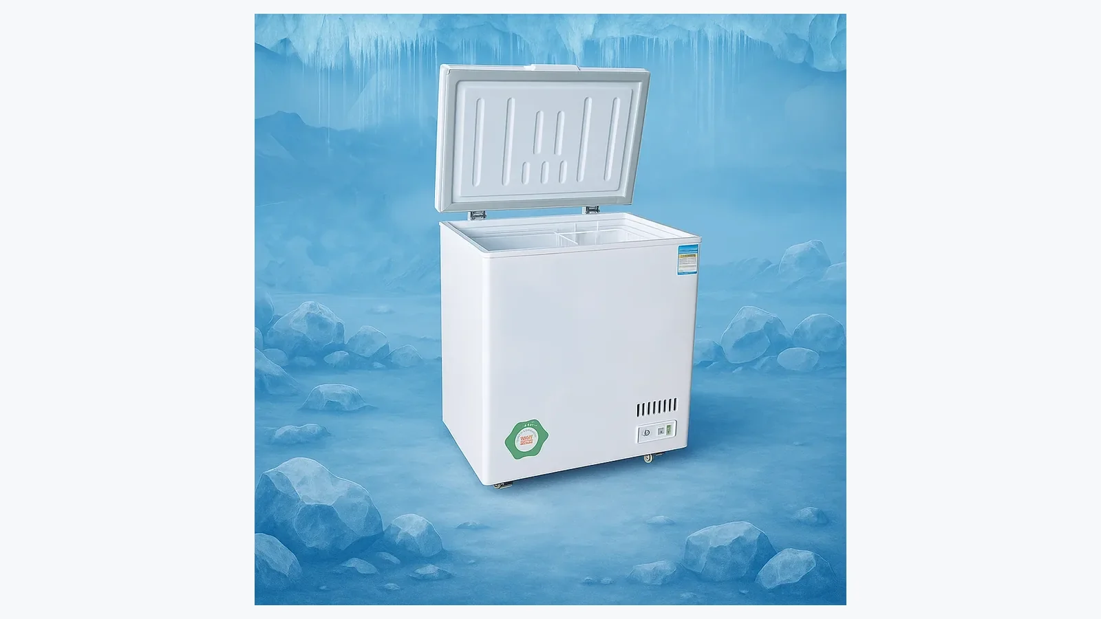 ICEAGE chest-freezer family reference used to identify the double-temperature option
