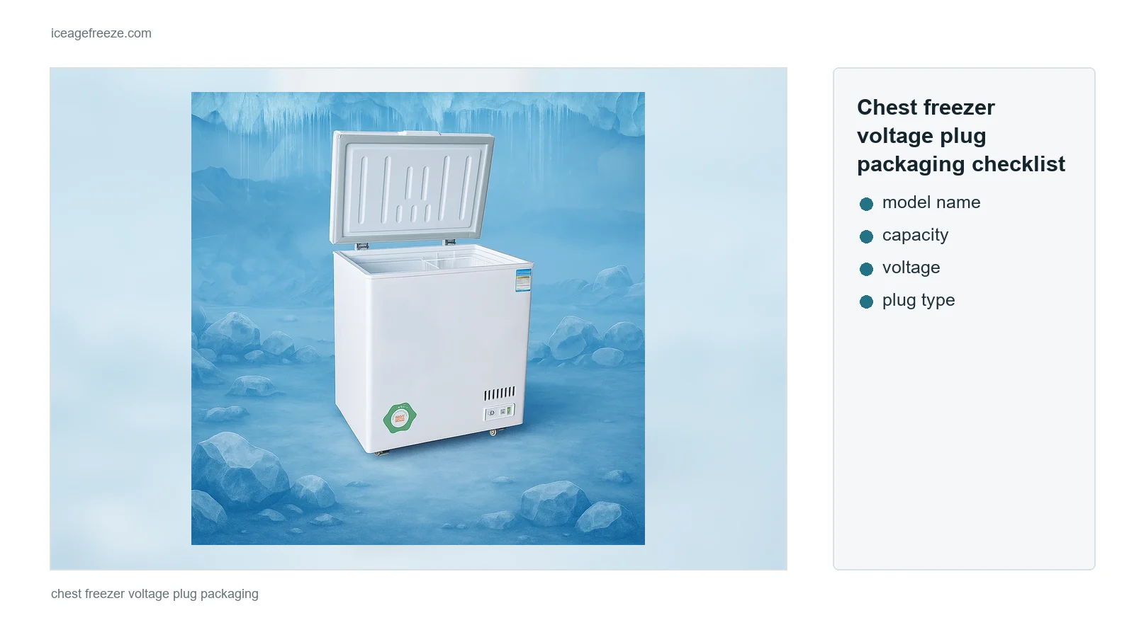 Chest freezer voltage plug packaging checklist before shipment