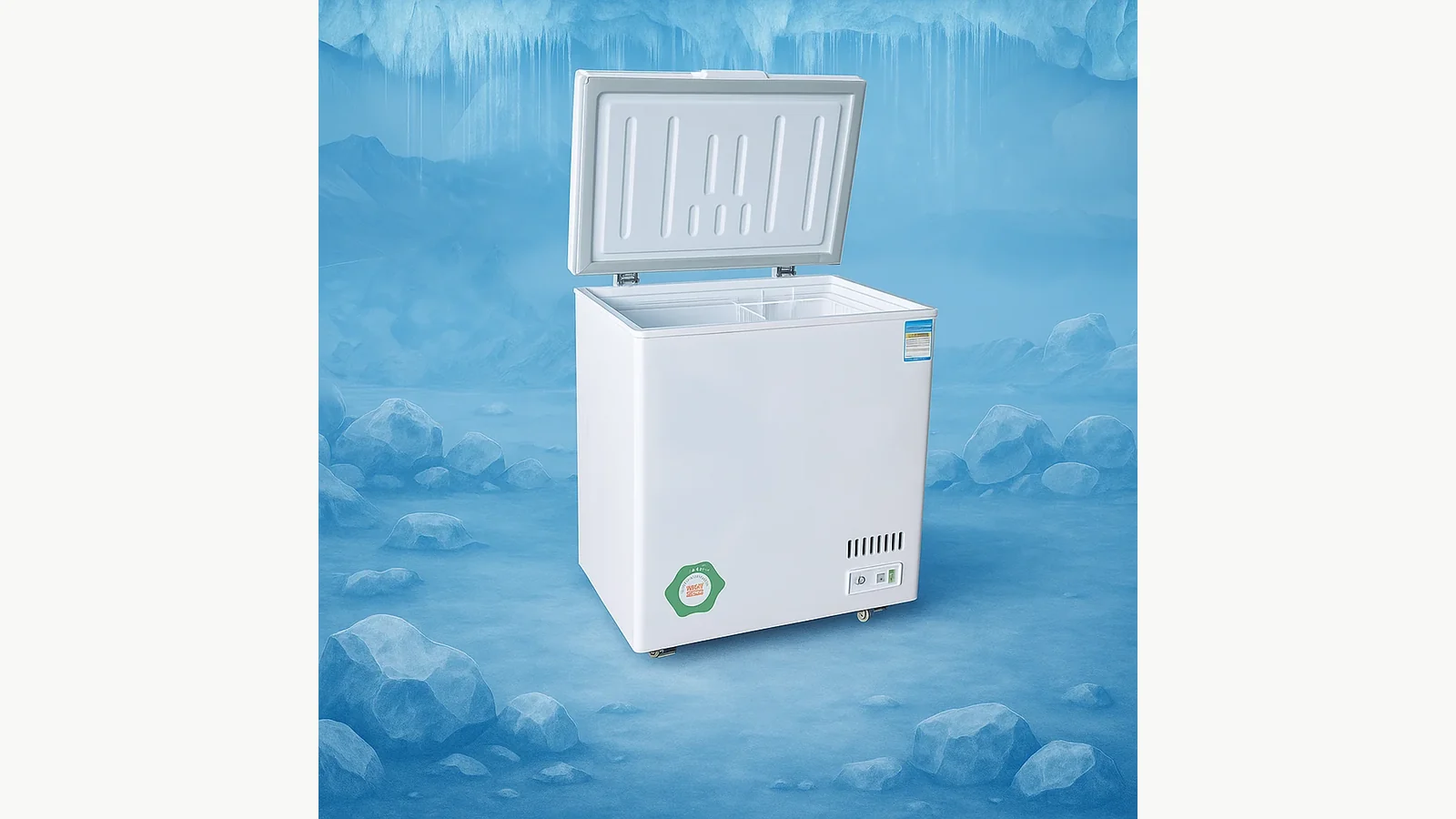 Approved solid-lid commercial chest-freezer reference used to keep the service request within the correct product family