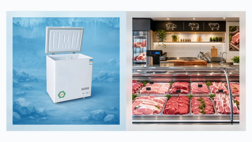 Commercial chest freezer planning for retail frozen food stores