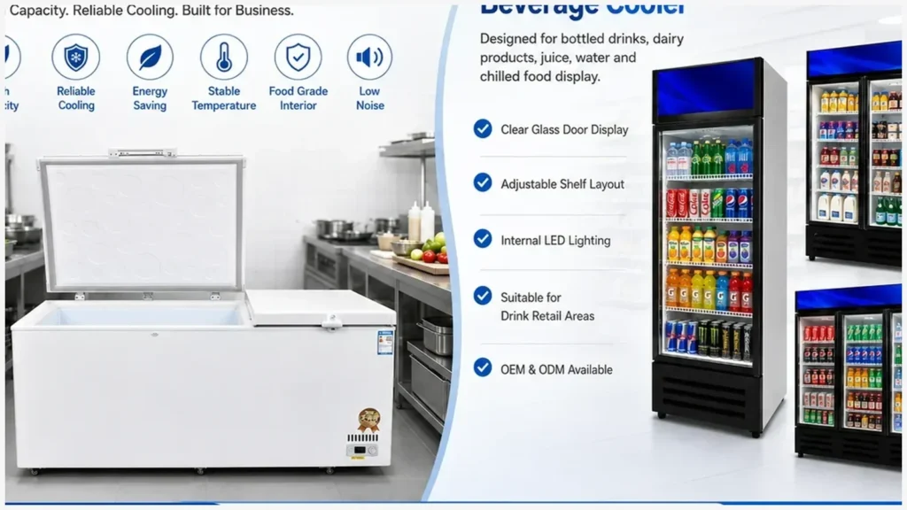 Glass-door beverage cooler in a convenience store