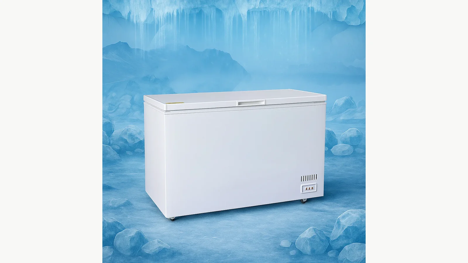 IA-990 250 L chest freezer reference used to compare the wider Ghana kiosk footprint